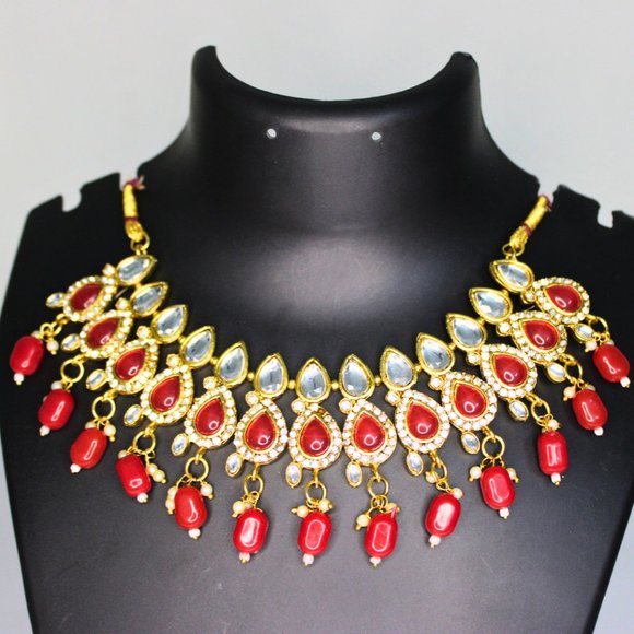 Jewelry - Red Kundan Jewellery Set Heavy Kundan Set Wedding Kundan Jewellery